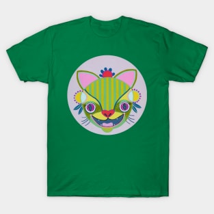 Green Happy Smiles Cat T-Shirt